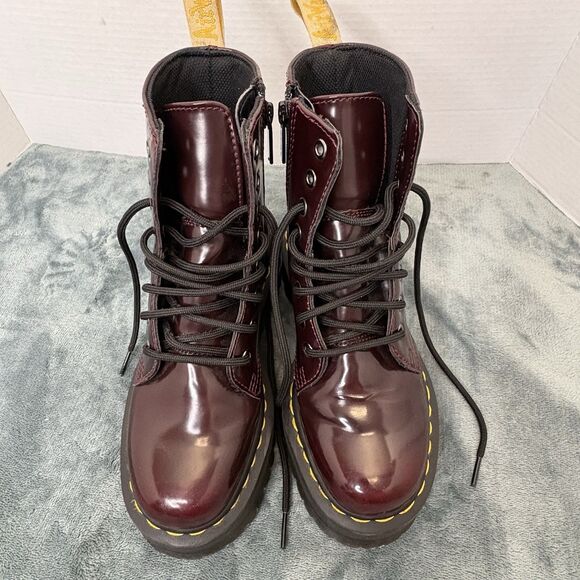 Dr. Martens Vegan Jadon II 8-Eye Synthetic Boot Cherry Red 6 US Women/5 US Men - Picture 6 of 13